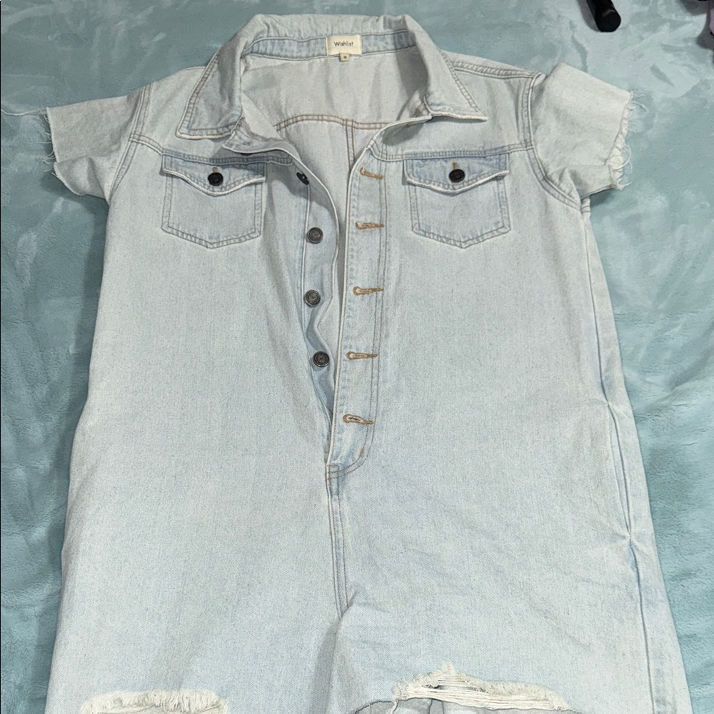 Sandro Light Denim Romper